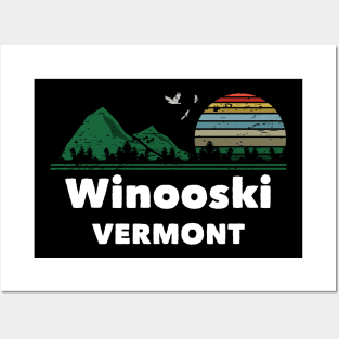 Mountain Sunset Flying Birds Outdoor Winooski Vermont Posters and Art